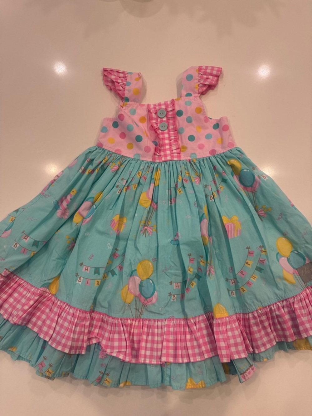 Eleanor Rose Pink and Teal Party Balloon Dress BIRTHDAY SIZE 5/6 NWOT